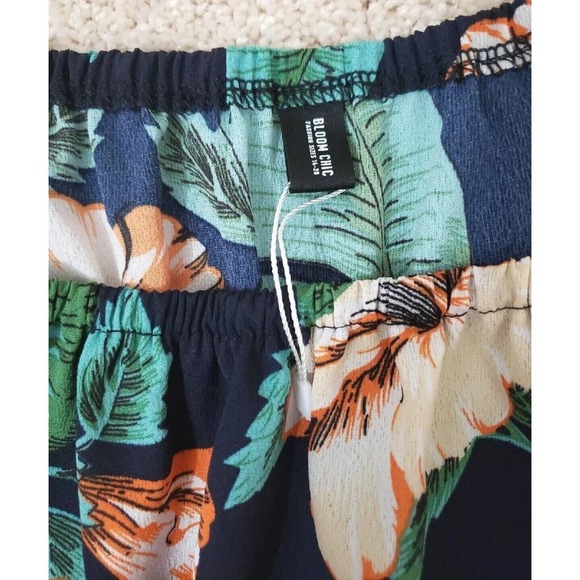 Bloom Chic ~Woman Plus Size 22~ Blue/Orange Floral Print Flare Dress Unlined. - Picture 2 of 12